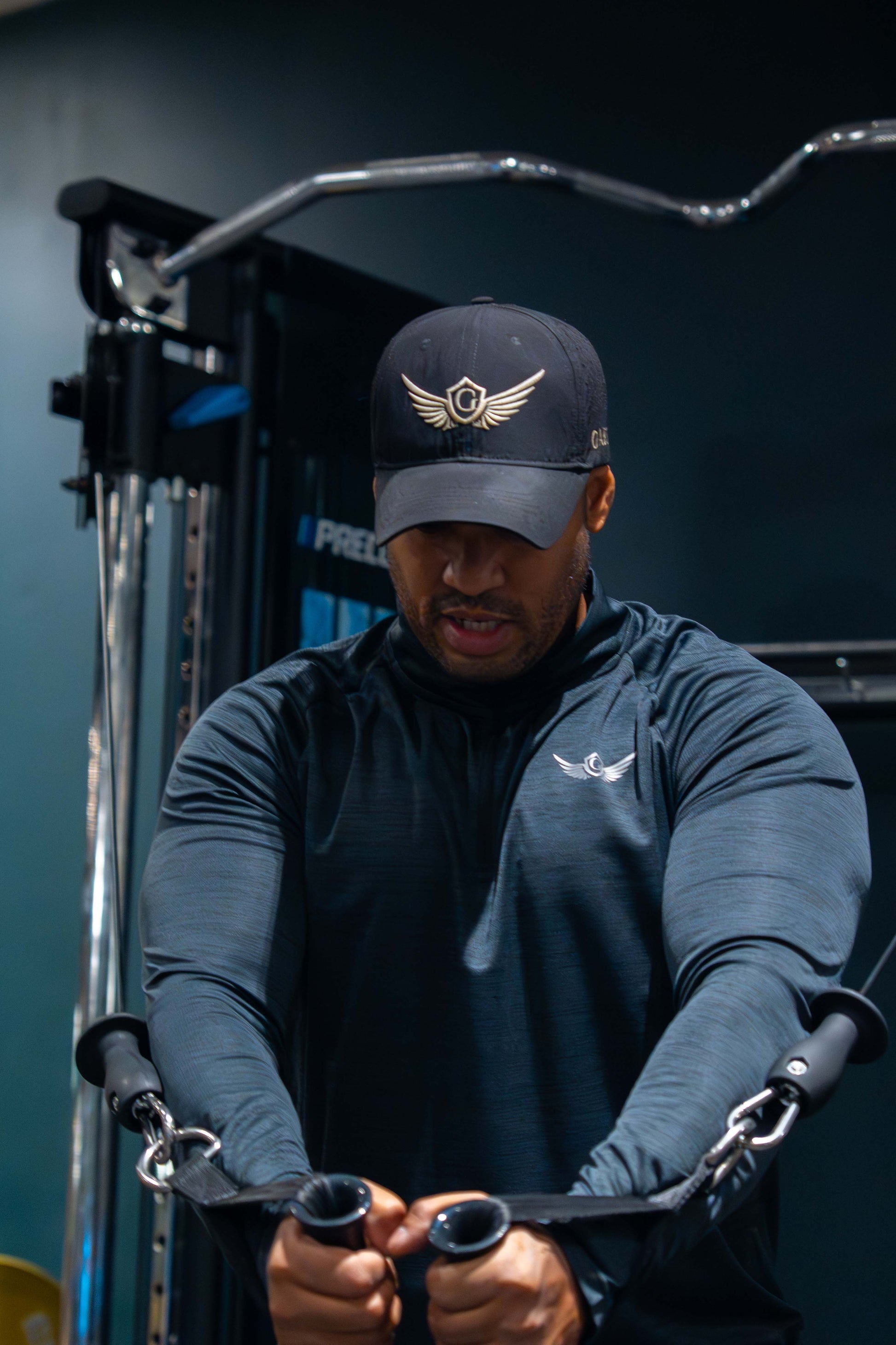 Man exercising in a gym setting